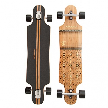 Apollo Longboard Nuku Hiva, Bambus Komplettboard, Twin-Tip Drop-Through Freeride Skaten Cruiser Board -