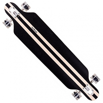 FunTomia® Longboard Skateboard Board Skaten Cruiser Komplettboard mit ABEC-11 High Speed Kugellager T-Tool (Modell Freerider - Farbe Grün/Rot Auge mit LED Rollen) - 