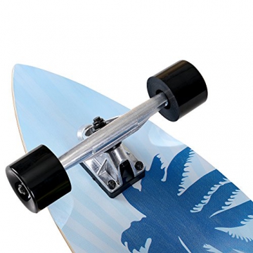 [pro.tec] Longboard (116 x 22 x 12 cm)(ABEC 7 - Kugellager) (hellblau - Palmenmotiv) Skateboard / Surfer board /Retro board / - 